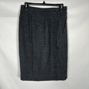 CLASSIC J.CREW Houndstooth Wool‎ Pencil Skirt with Gold Zippers